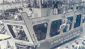 1981 löste die KG Mühlenhämmer das Gevelsberger Verkehrsproblem mit der Motorfähre "Ennepepfeil". Dafür gab's den Pokalsieg .